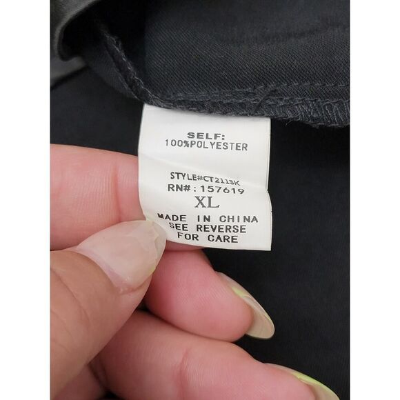 Kittenish All The Rage Black Satin Button Down Long Sleeve Faux Pearls Size XL - Picture 9 of 9